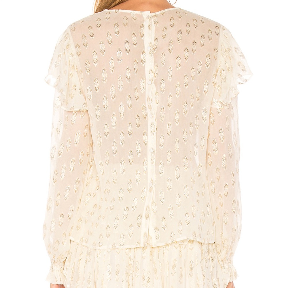 NWT LoveShackFancy Erin Blouse Cream With Metallic - Picture 7 of 16